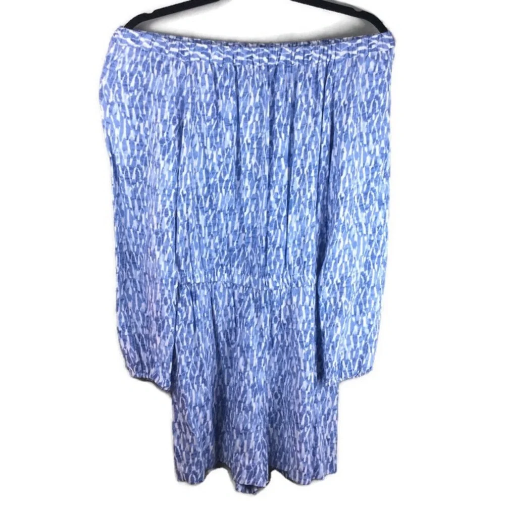 NWT MICHAEL Michael Kors Off-The-Shoulder Ocean Blue Printed Romper Size 4